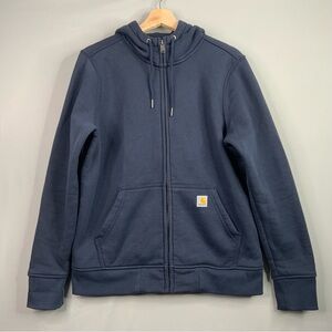 Carhartt Blue Relaxed Fit  Zip-Up Hooded Jacket Heavyweight Cotton. Size Medium.